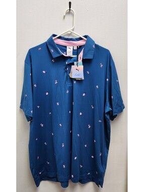 PUMA Arnold Palmer Cloudspun Citrus Golf Polo Shirt Men's XL Lake Blue Pink NWT